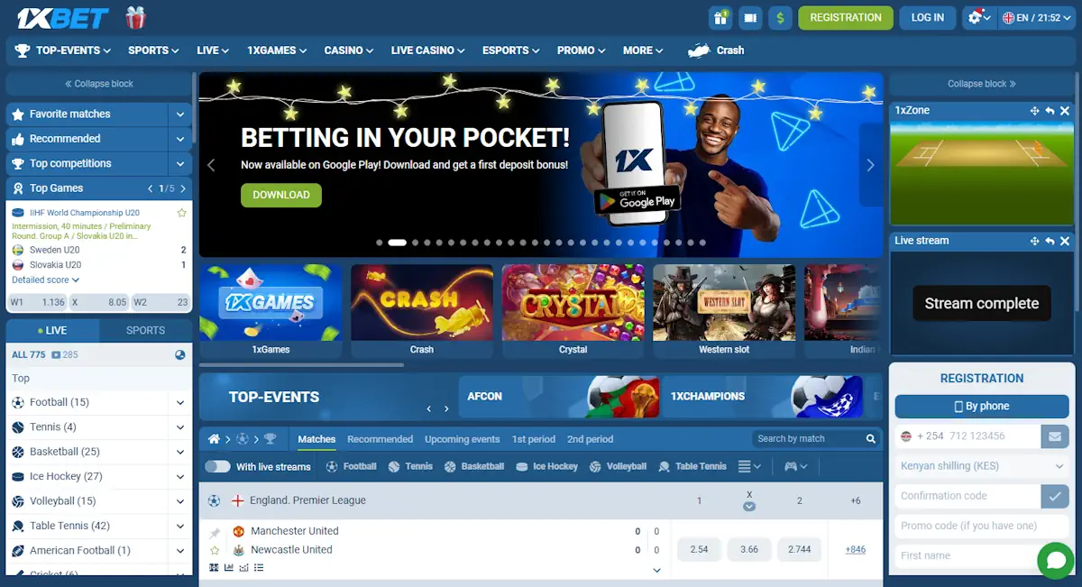 1xBet Sportsbook and Casino Screenshot